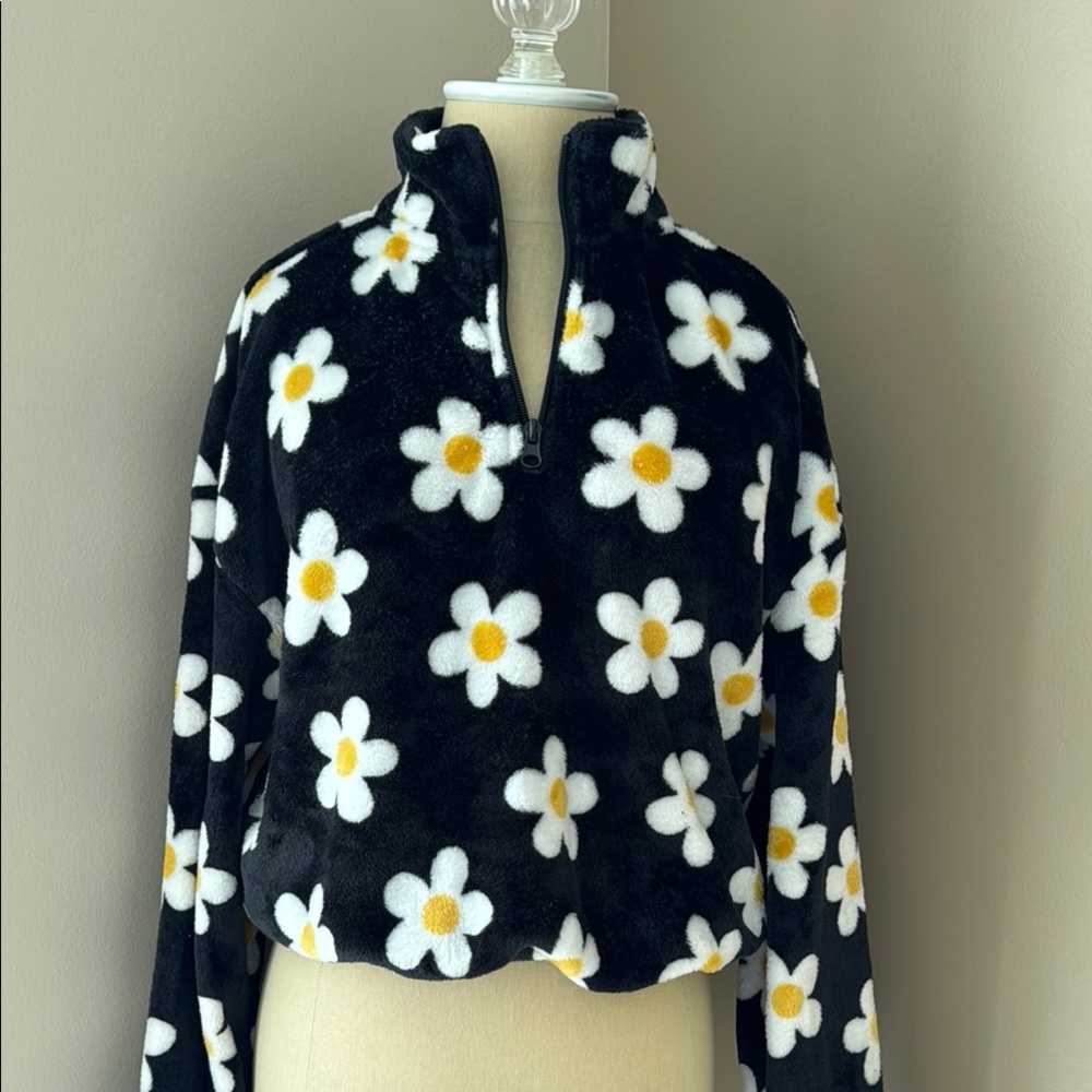 Floral Fleece Half-Zip Pullover